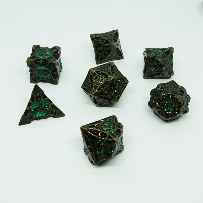 'Green Intric' Metal Dice Set