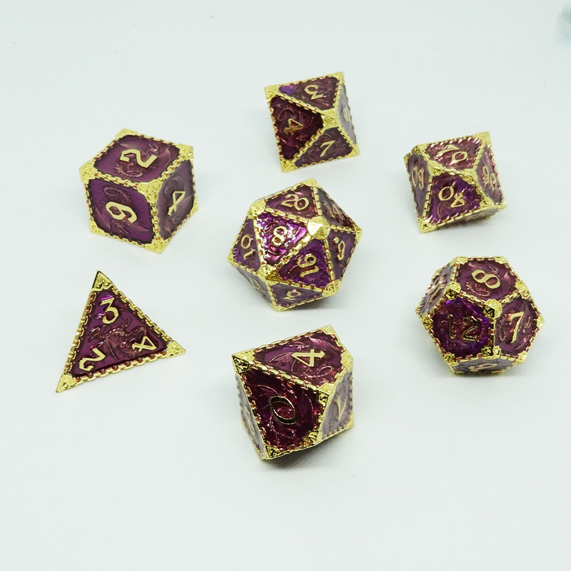 'Pink Drake' Metal Dice Set