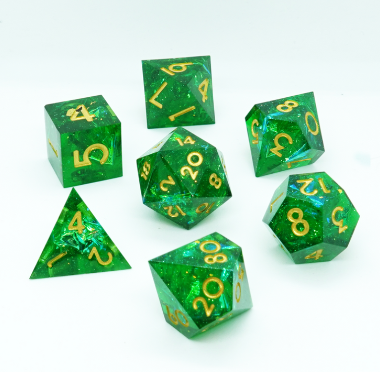 'Verdant' Sharp Resin Dice Set